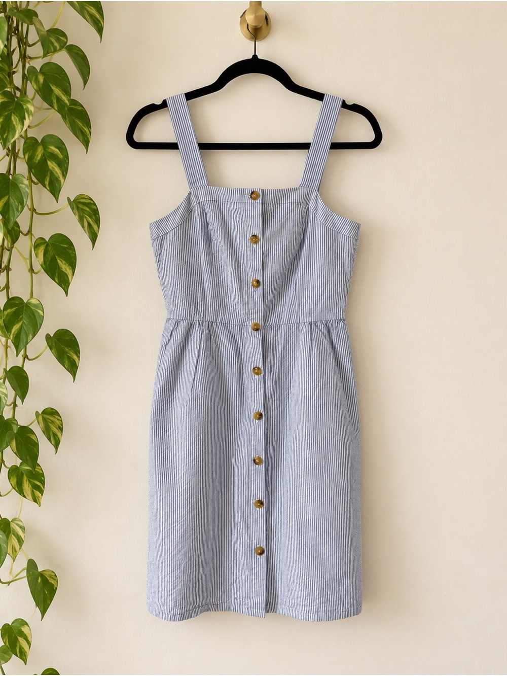J.Crew Blue White Seersucker Button Dress Size 0